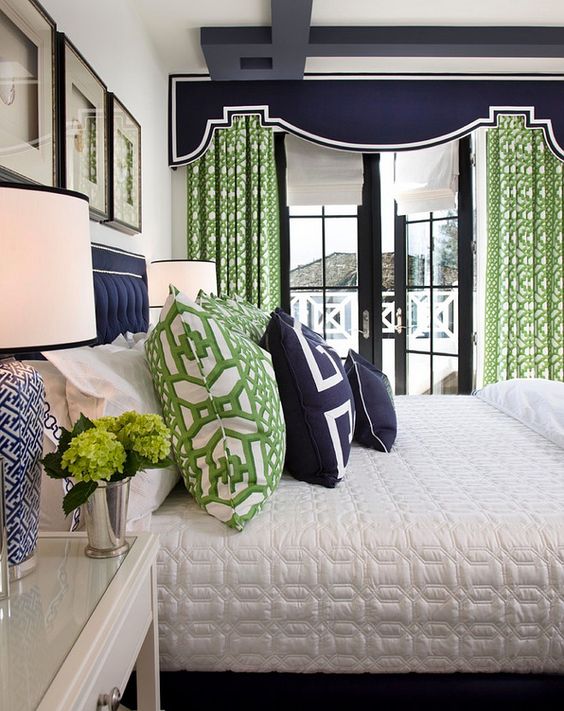 Navy and Green Bedroom